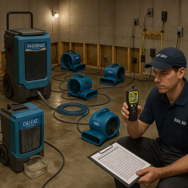 Structural Drying and Dehumidification process in Shafer, MN
